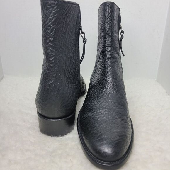 Stallion Men\'s Boots Size 8 D Black Bison Zorro Zip Cowboy Shoes Leather Sole